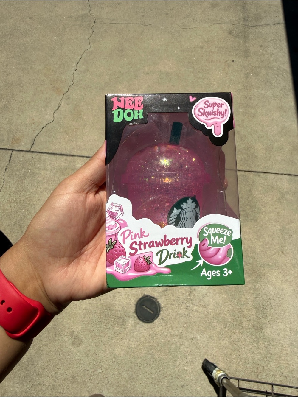 NeeDoh Pink Strawberry Starbucks Drink Super Squishy Toy